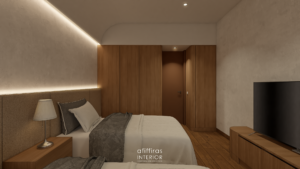 kamar tidur master bedroon dengan thema modern minimalist