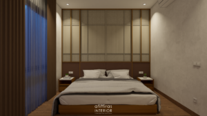 backdrop kamar tidur dengan gaya modern tropikal 